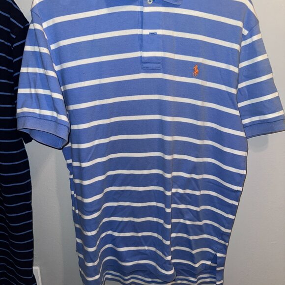 Two Blue Polo Ralph Lauren Striped Polos - Size Medium - Picture 6 of 9